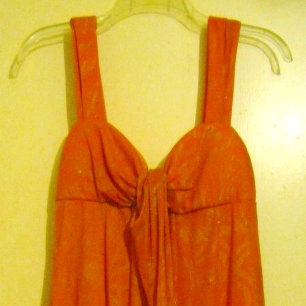 NWOT Orange & Gold Sequin V-Neck Empire Top 12