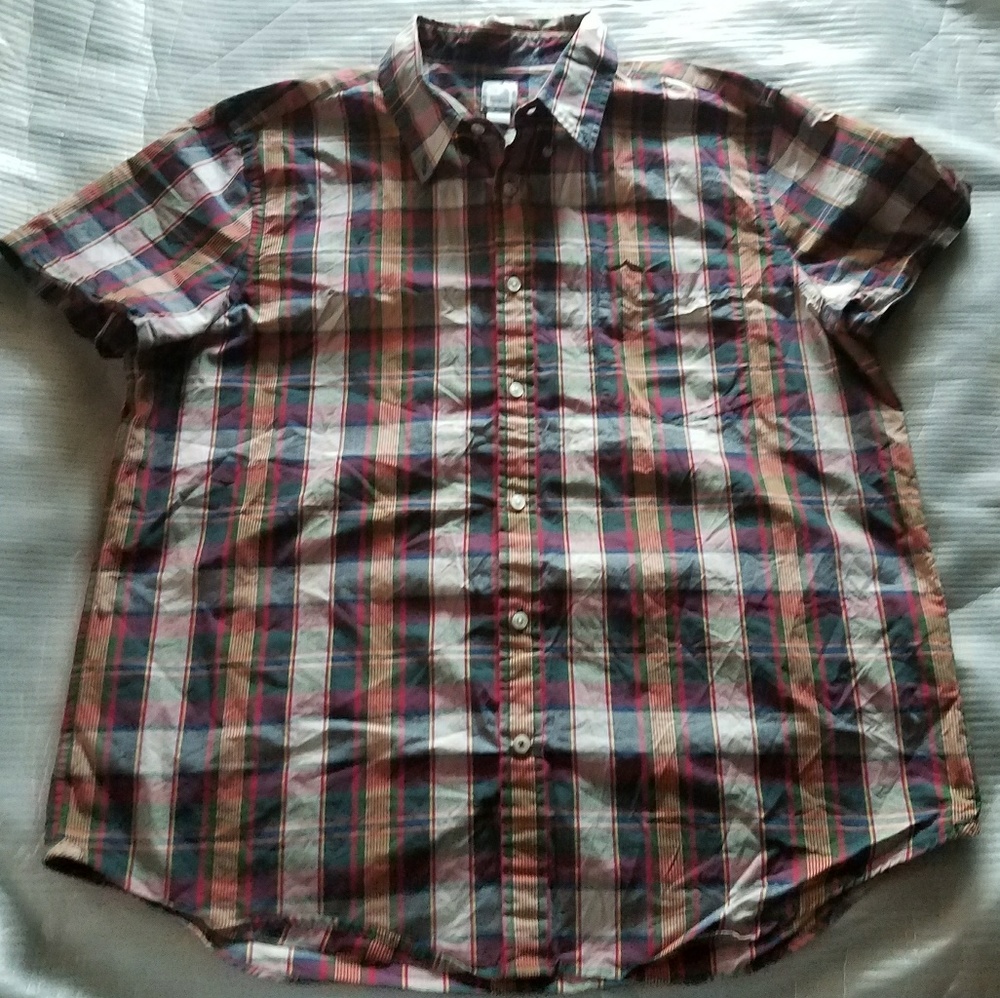 Men's JCP Short Sleeve Plaid Button Down Shirt