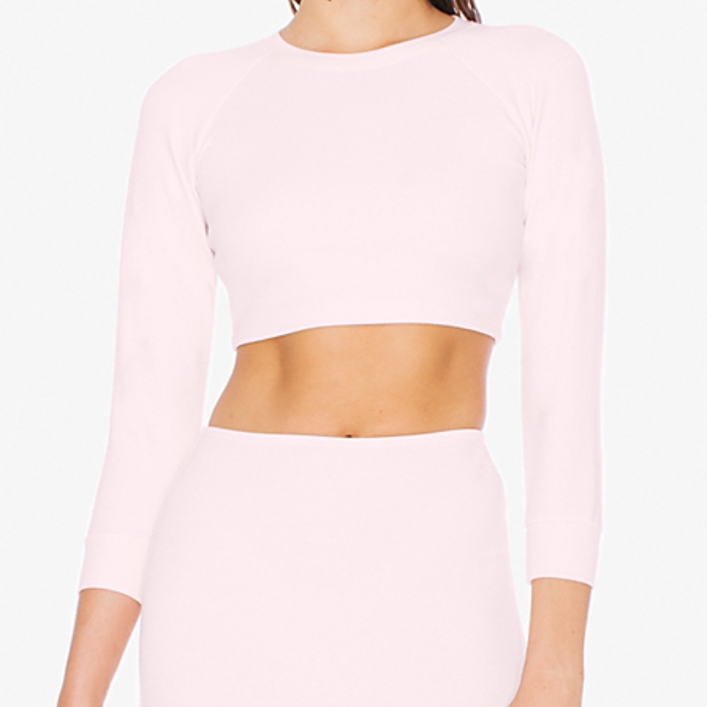 American Apparel Baby Pink Long Sleeved Crop Top