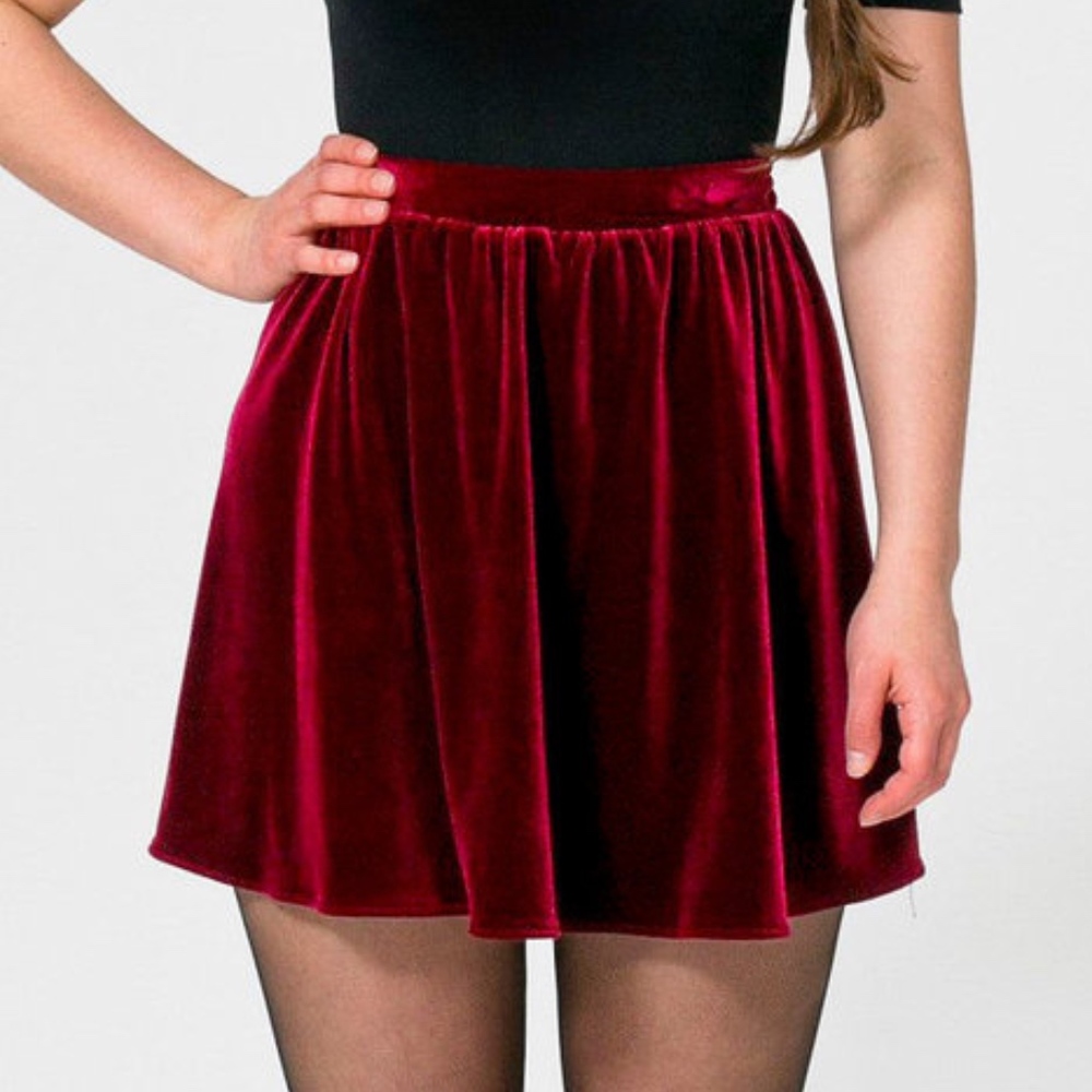 American Apparel Red Velvet Skirt