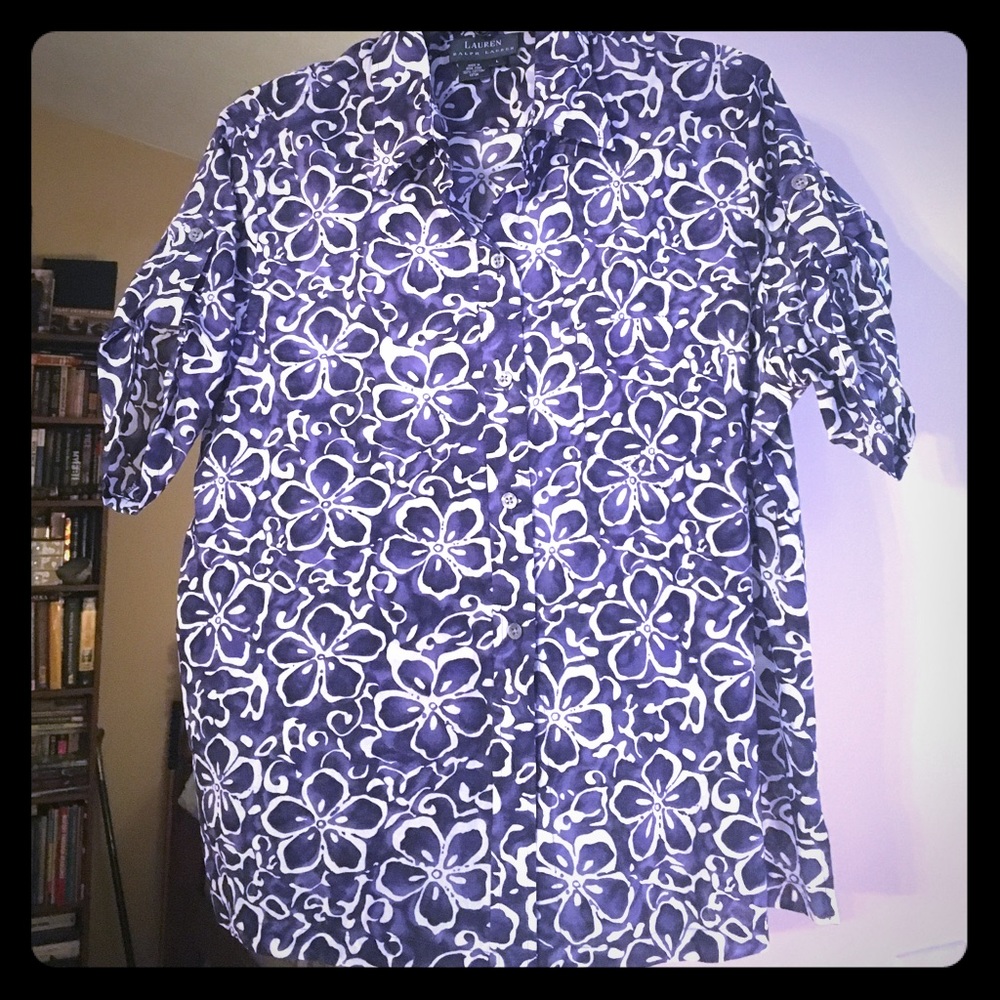 Ralph Lauren blue and white blouse