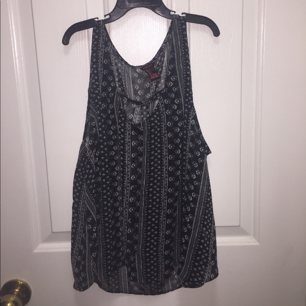 BLACK FLORAL SHEER TOP