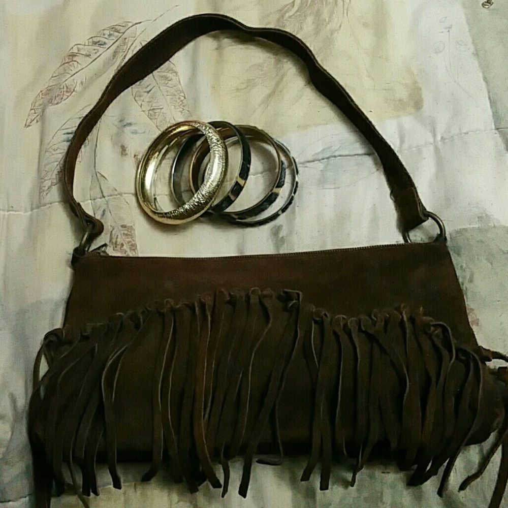 Capaccioli 100% brown suede purse made in Italy