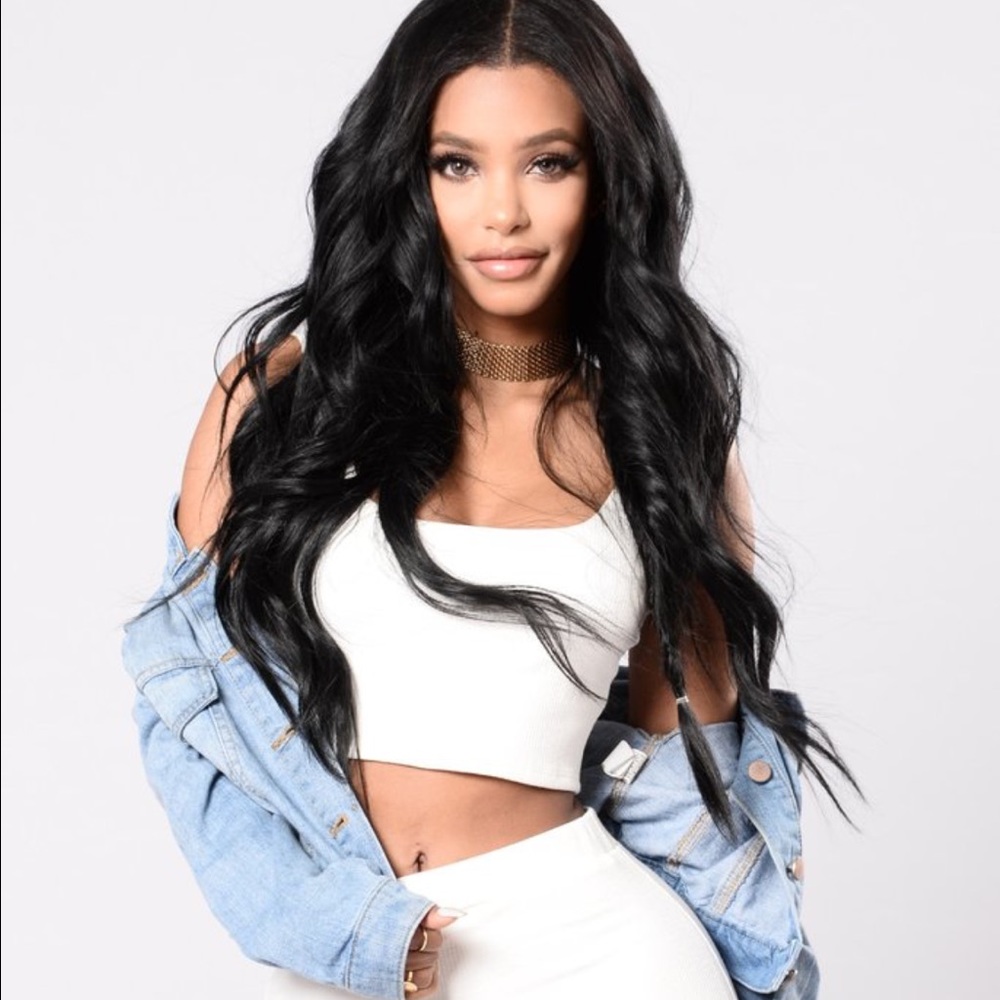 Fashion Nova white fitted crop top/skirt set