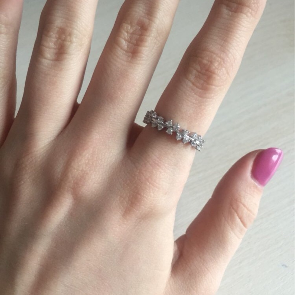 Sterling Silver CZ Clover Ring - Picture 2 of 7