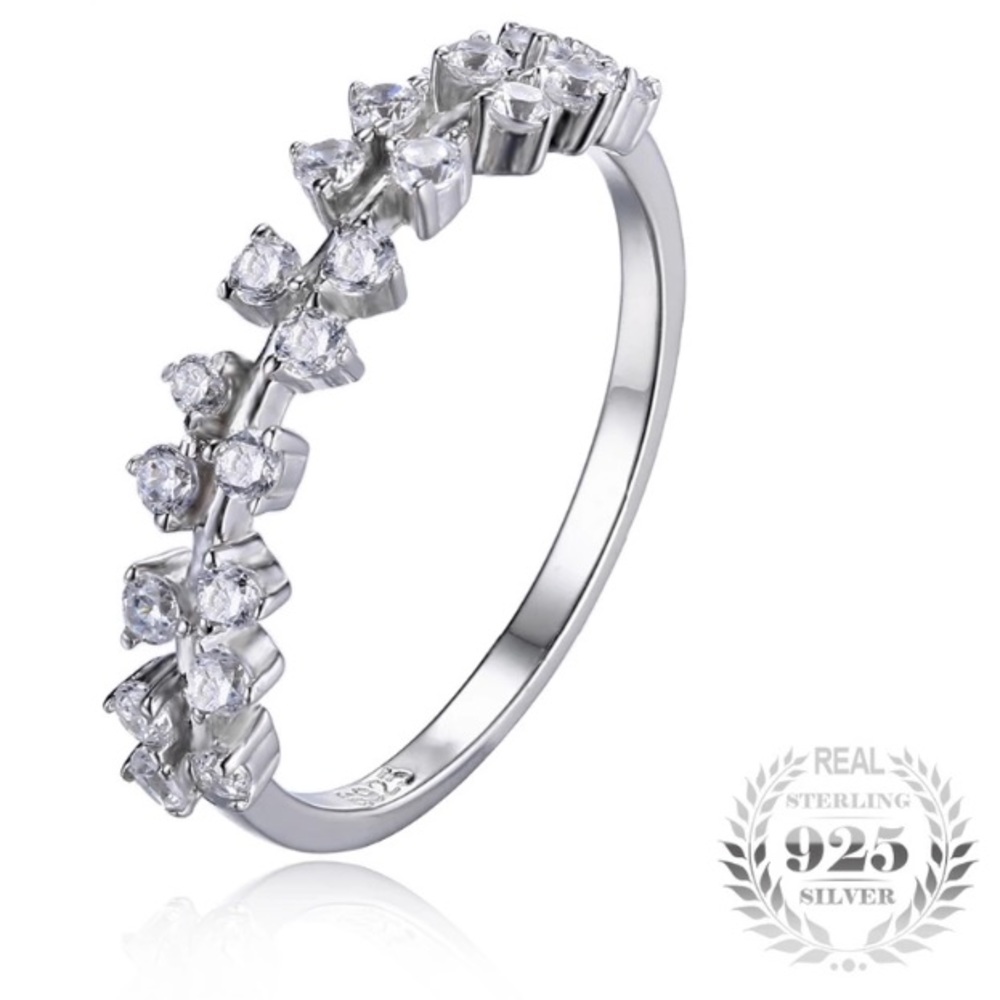 Sterling Silver CZ Clover Ring - Picture 4 of 7