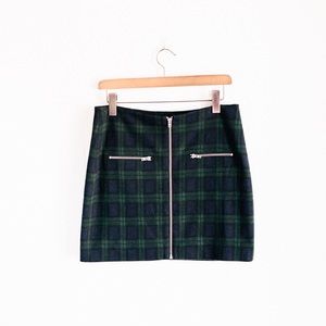 Madewell Zip skirt in Dark Plaid