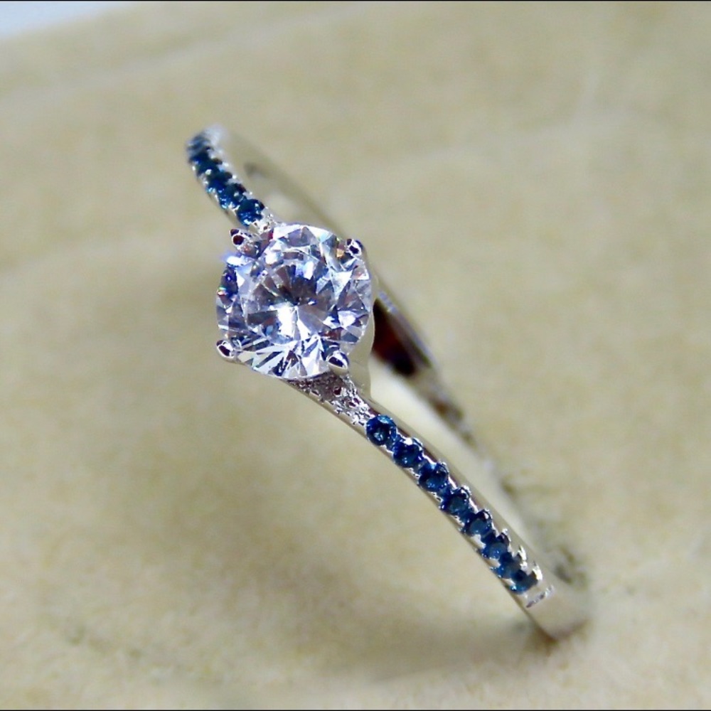 Blue Nano Sapphire Sterling Silver Ring - Picture 4 of 8