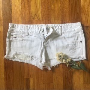 White Distressed Hollister Shorts