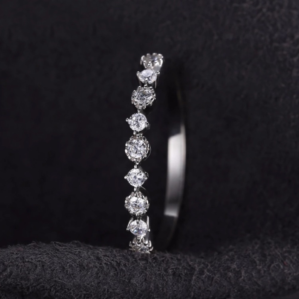 Sterling Silver CZ Classic Engagement Ring - Picture 3 of 8