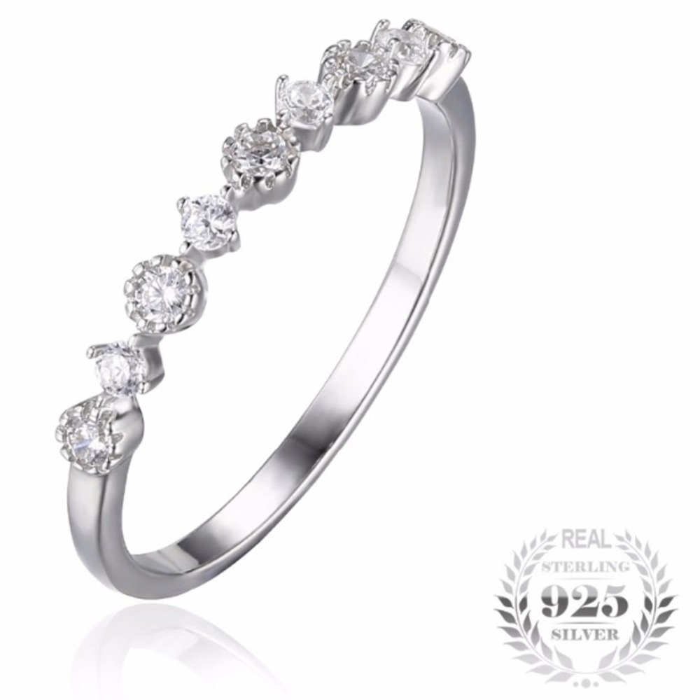 Sterling Silver CZ Classic Engagement Ring - Picture 5 of 8