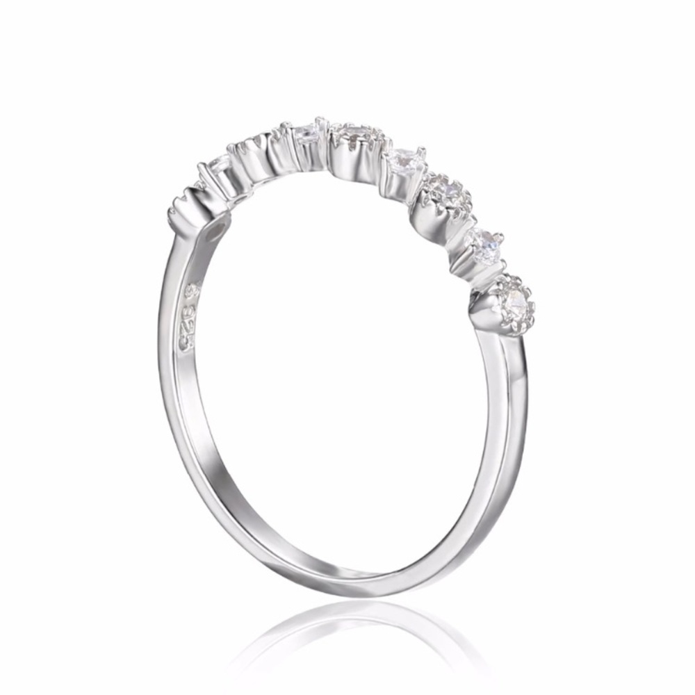 Sterling Silver CZ Classic Engagement Ring - Picture 7 of 8