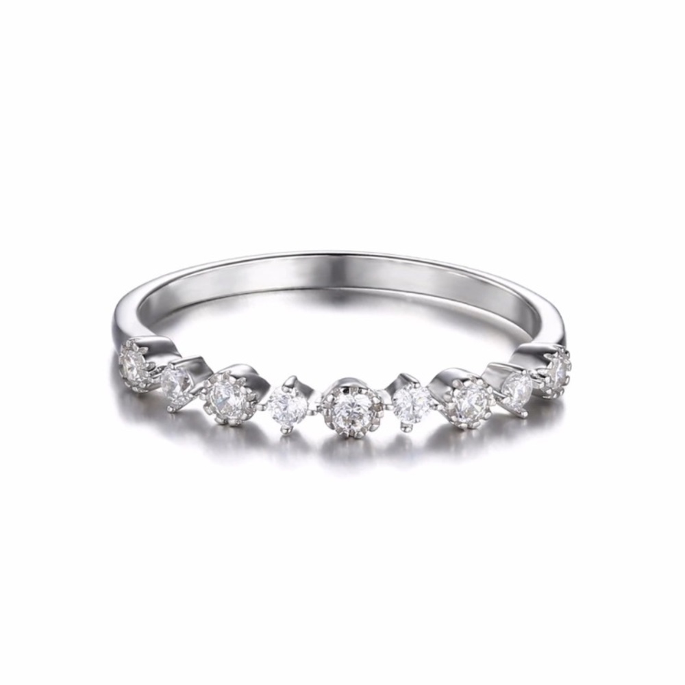 Sterling Silver CZ Classic Engagement Ring - Picture 2 of 8