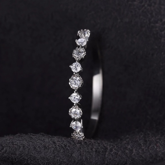 Sterling Silver CZ Classic Engagement Ring - Picture 3 of 8