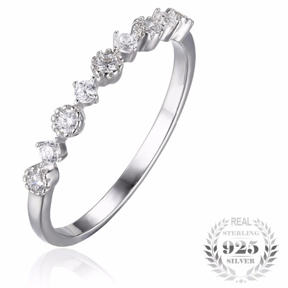Sterling Silver CZ Classic Engagement Ring - Picture 5 of 8