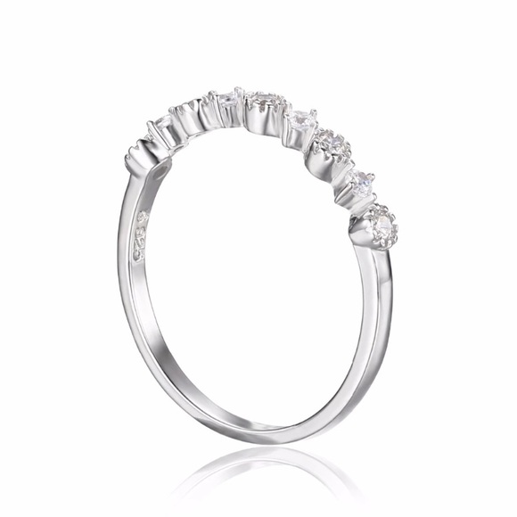 Sterling Silver CZ Classic Engagement Ring - Picture 7 of 8