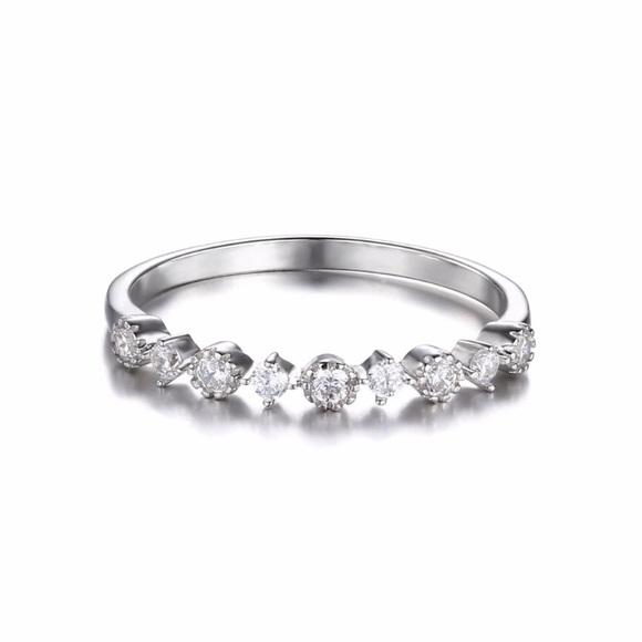 Sterling Silver CZ Classic Engagement Ring - Picture 2 of 8
