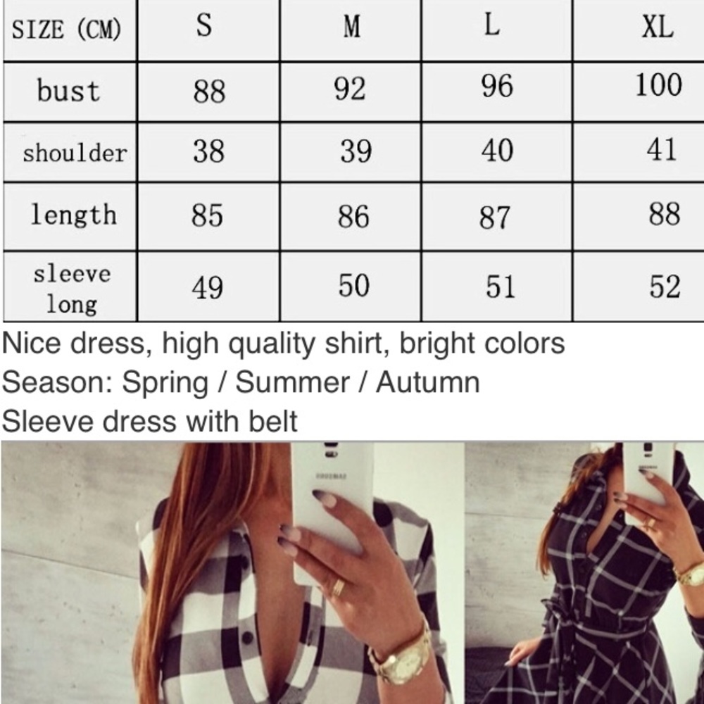 🎉HP🎉Black Plaid 3/4 Sleeve Mini Shirt Dress - Picture 8 of 8