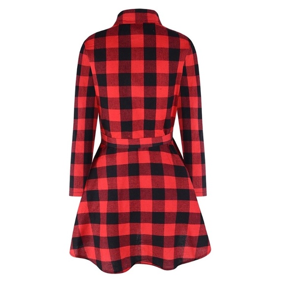 πHPπBlack Plaid 3/4 Sleeve Mini Shirt Dress - Picture 6 of 8
