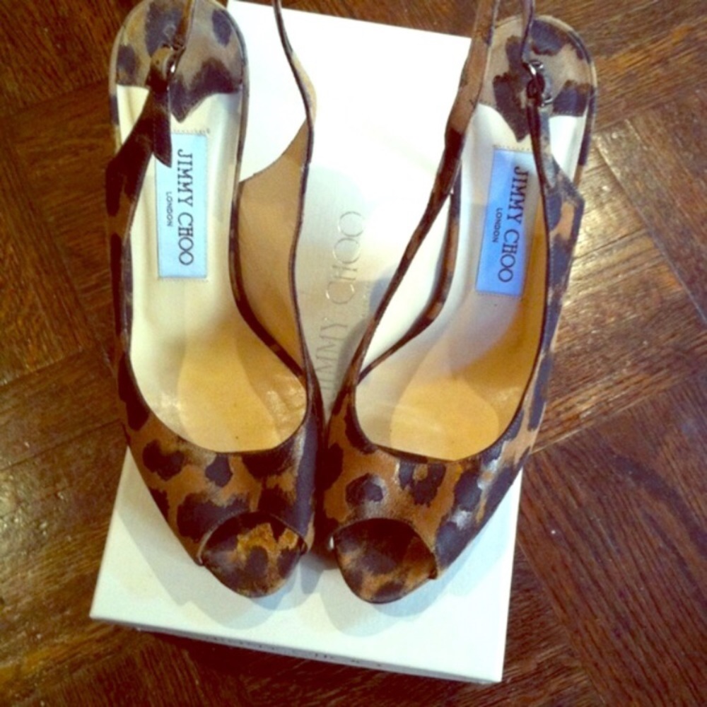 Jimmy Choo animal print sling back heels