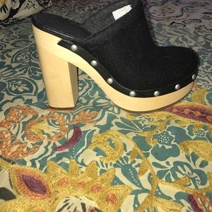 wool urban outfitters clog heels