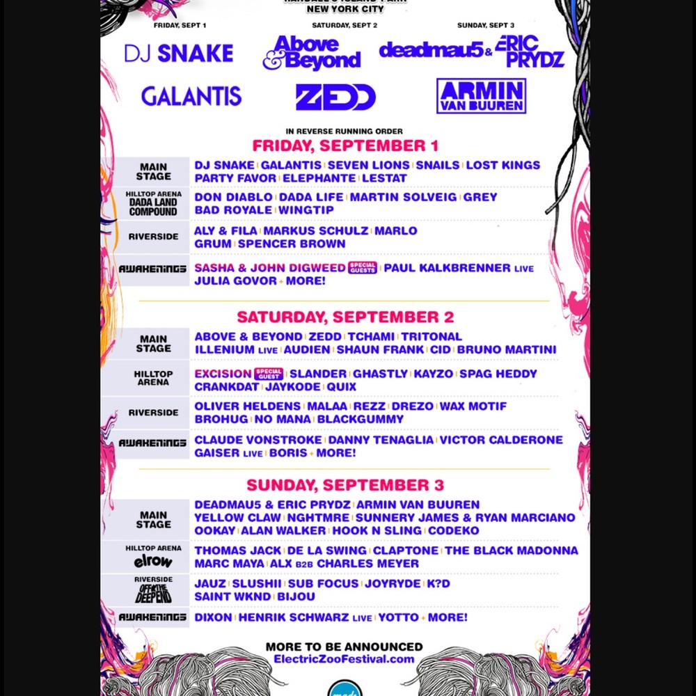 Electric zoo sat and sun pass