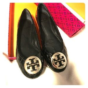Tory Burch quilted black ballet flats- size 8