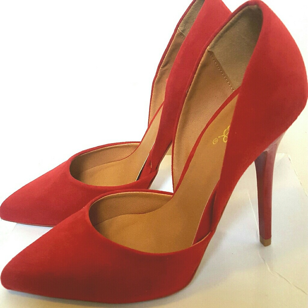 Pointed red heels