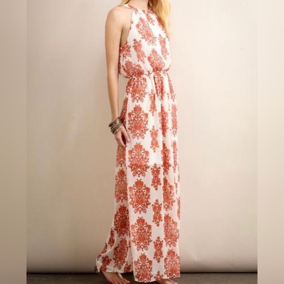 Soieblu Dresses & Skirts - Soieblu Halter Maxi Dress Sheer with Lace up back