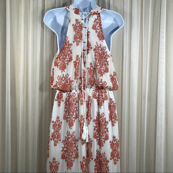 Soieblu Halter Maxi Dress Sheer with Lace up back - Picture 7 of 8