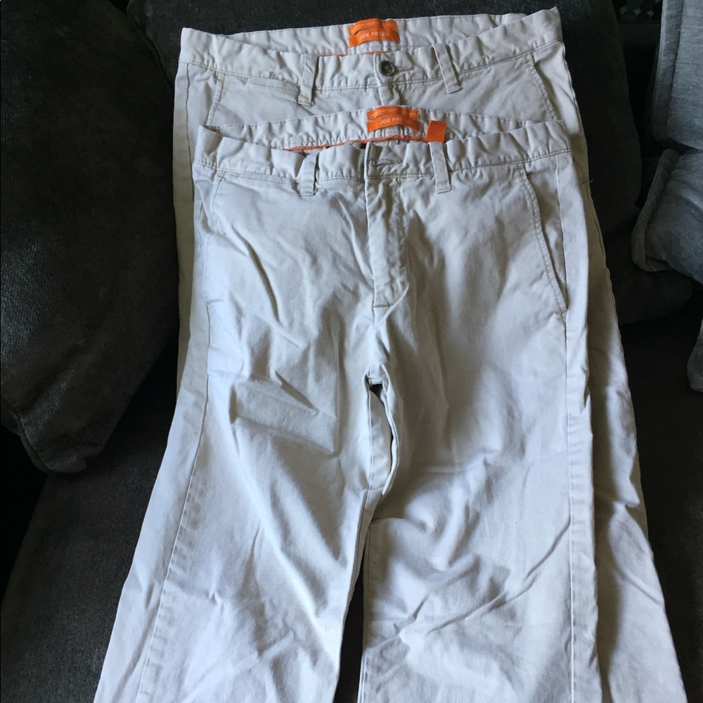 Two pairs men's slim fit khakis