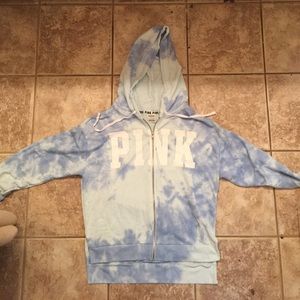 VS PINK blue tie dye zip up hoodie