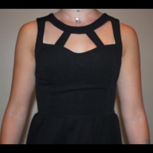 BLACK CUTOUT SKATER DRESS