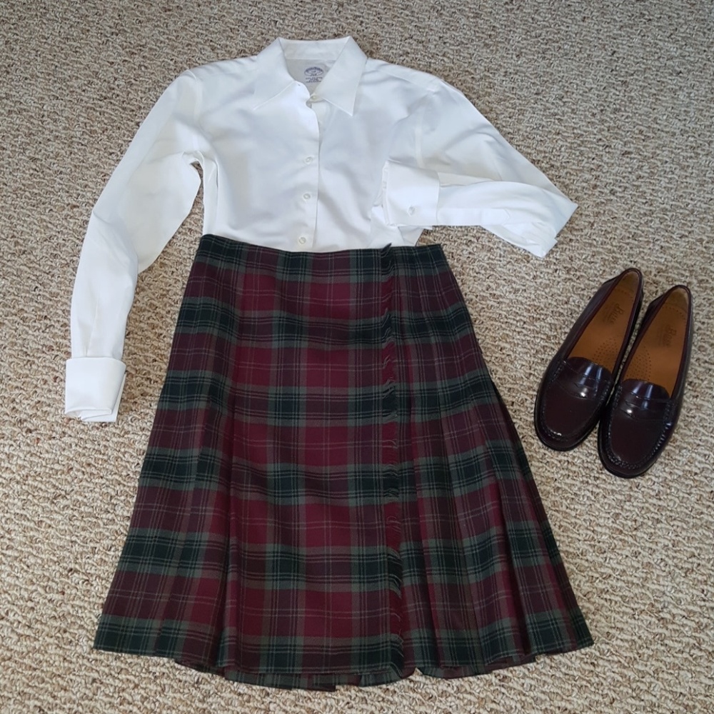 Brooks Brothers Plaid Wool Skirt with Pleats