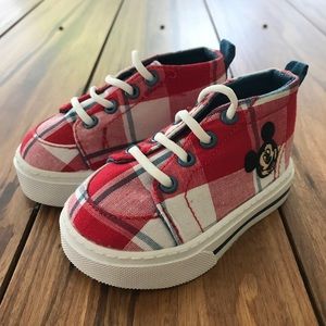 Disney's Red Plaid Mickey Hard Sole Shoe