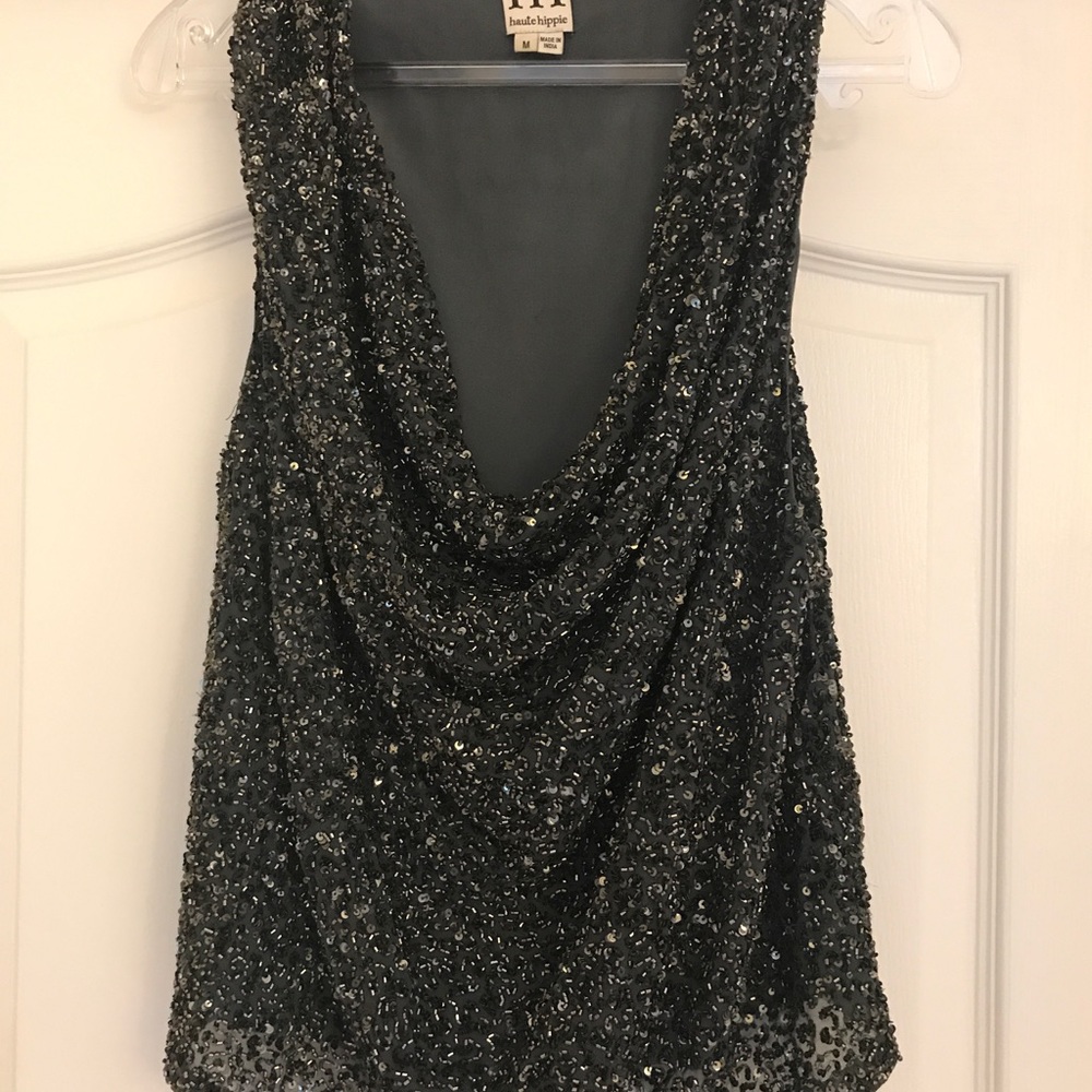 Haute Hippie Beaded Sequin Top