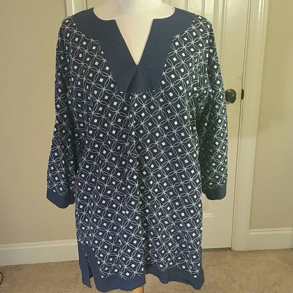 Navy and white tunic