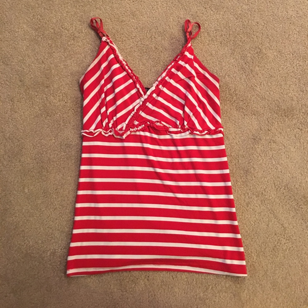 Stripe Ruffled V-neck top