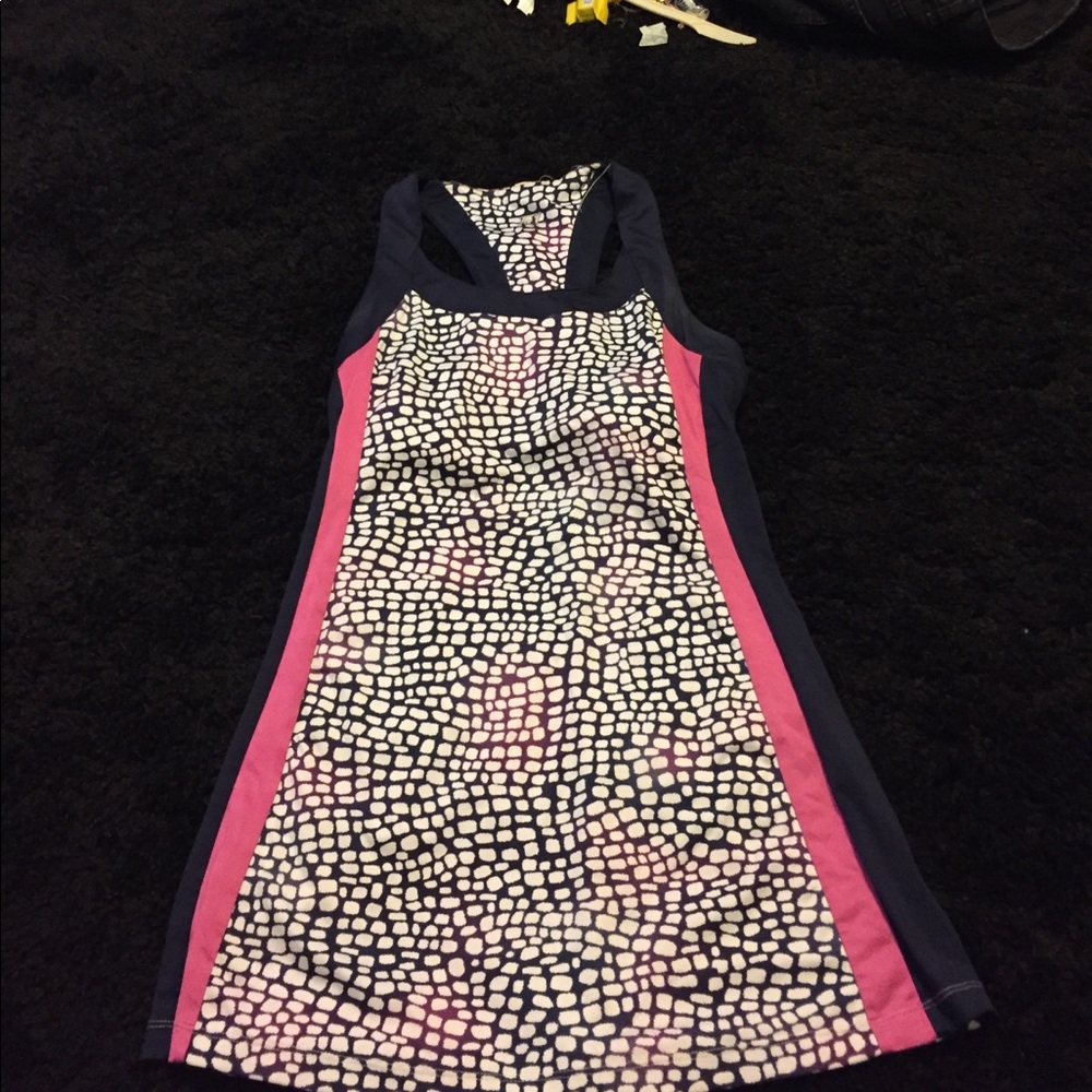 Tennis dress, navy and pink pattern