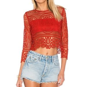 LOVER + FRIENDS night bloom top in red