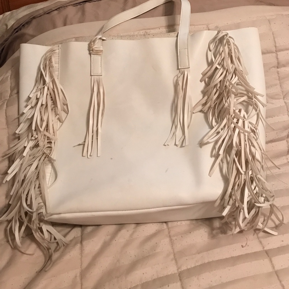 White Fringe Bag by Jessica Simpson