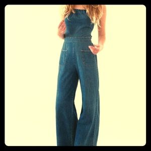 Denim bellbottom jumpsuit