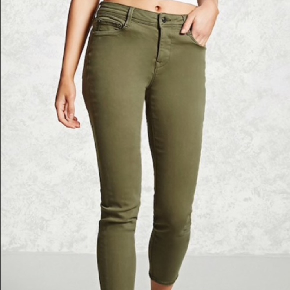 Olive green skinny jeans