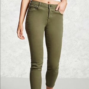 Olive green skinny jeans