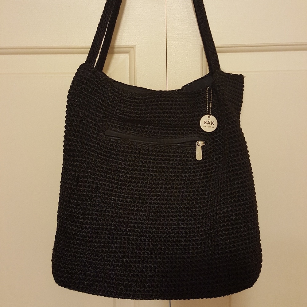 The Sak Shoulder Bag, Black Crochet