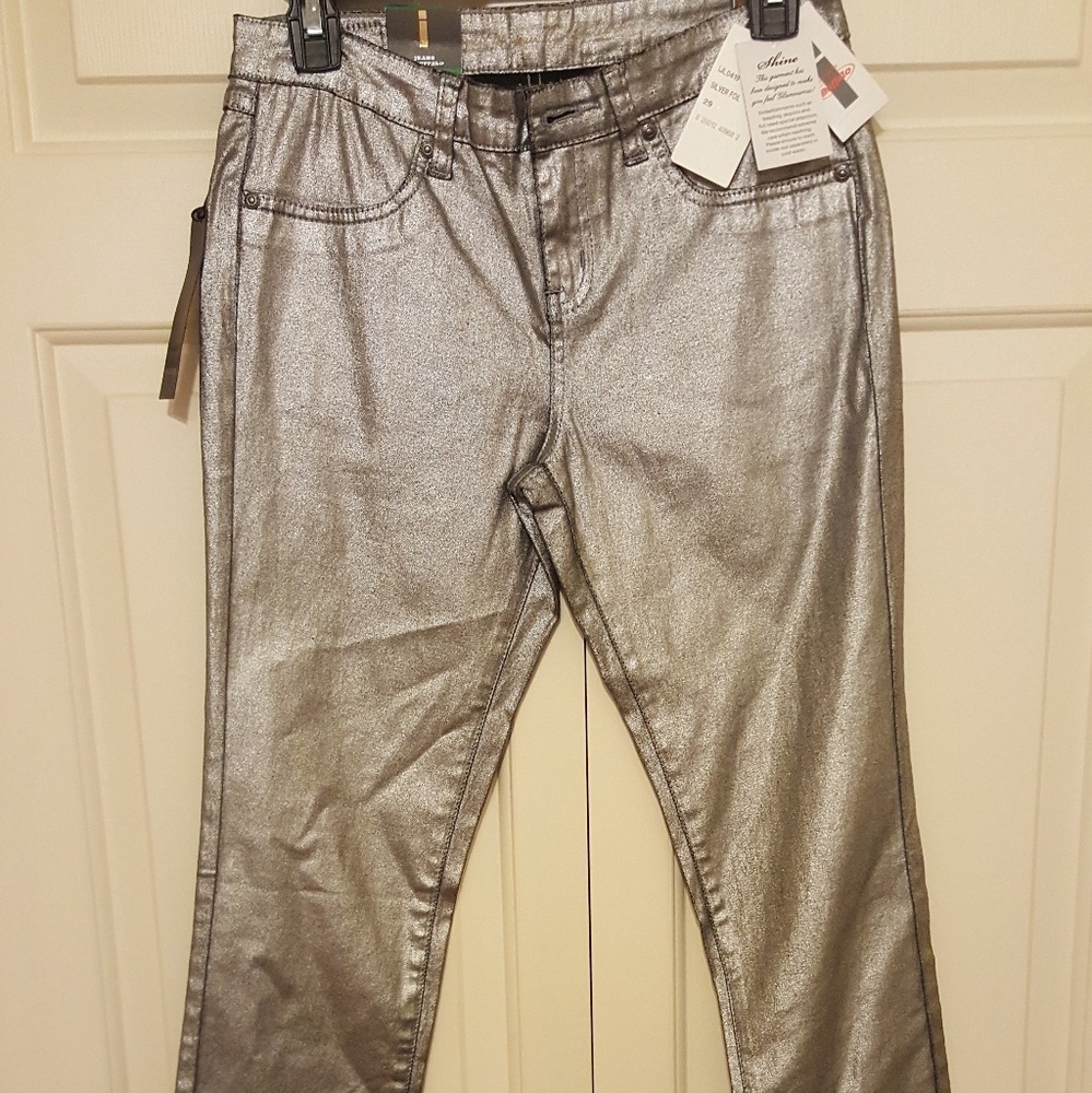 Silver Metallic Skinny Jeans, NWT by Buffalo