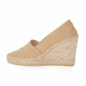 NEW Neiman Marcus Wedge Espadrille Pump Nude Sz 38
