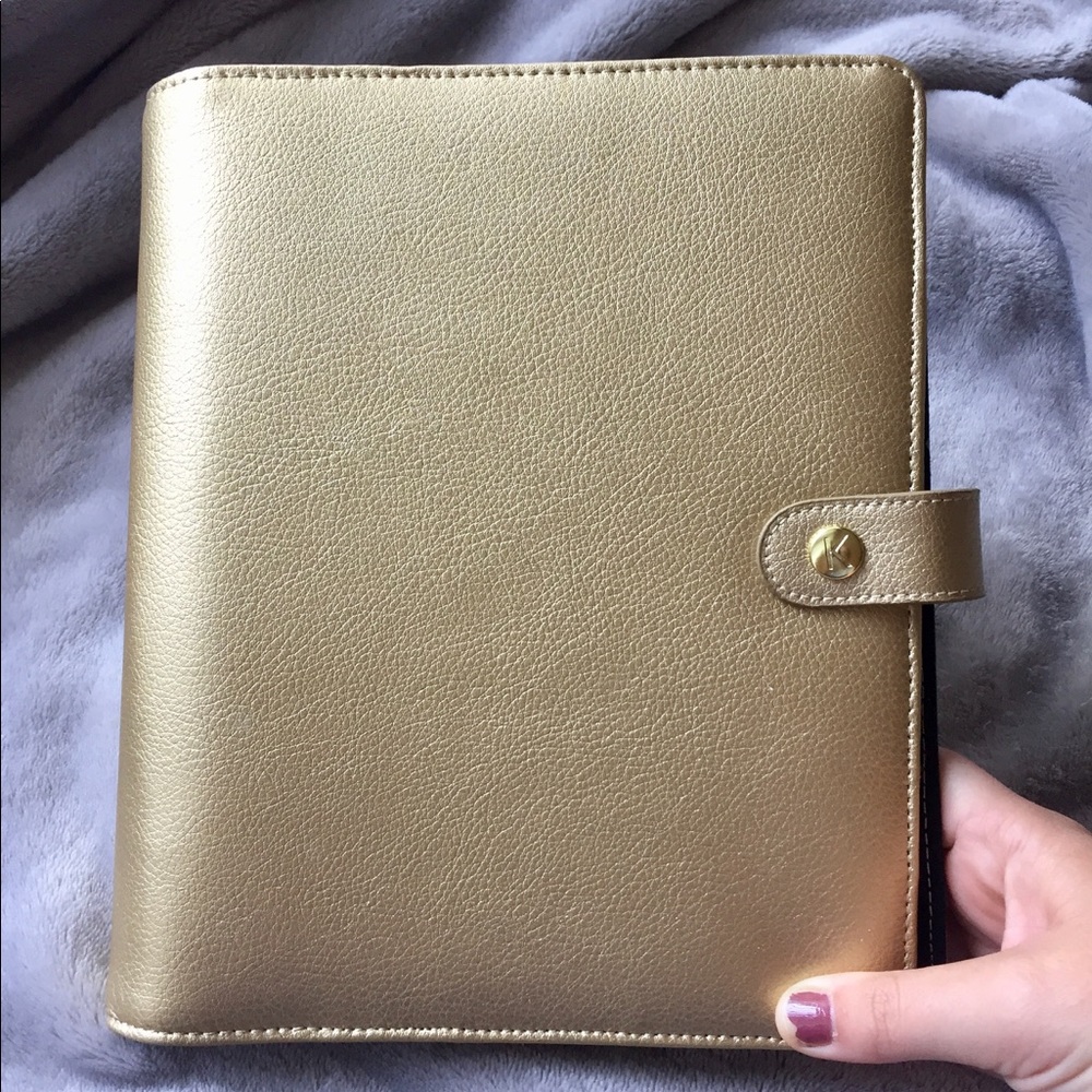 Final sale!Large (A5) Gold leather Kikki K planner
