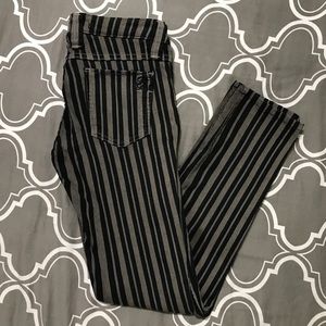 Frankie B Striped Skinny Jeans - Black/Grey