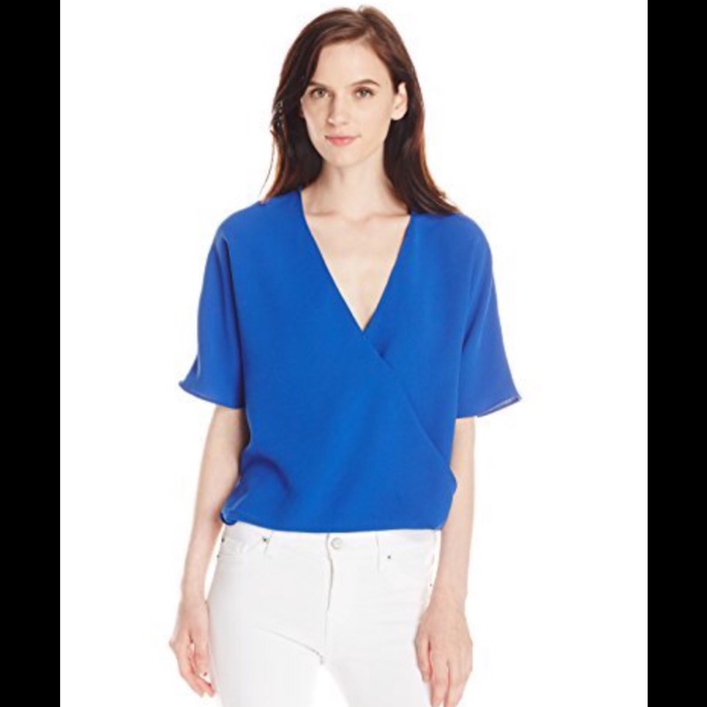 French Connection Blue Aro Crepe Wrap Over Top